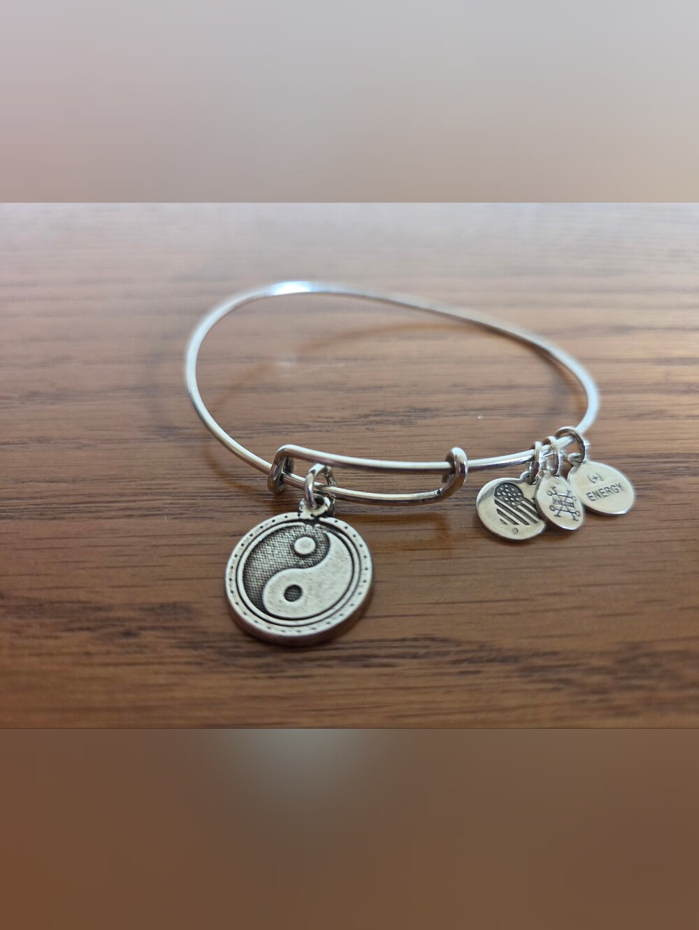 Alex and Ani Yin Yang Charm Silver Expandable Bangle